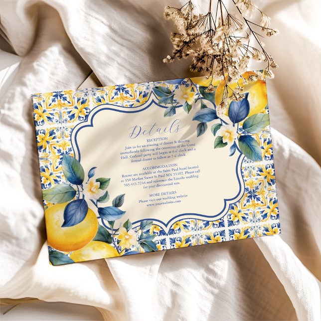 Carte D'accompagnement Carrelage italien bleu méditerranéen et mariage au (Créateur téléchargé)