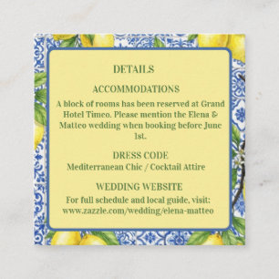 Carte D'accompagnement Carrelage sicilien & mariage au citron