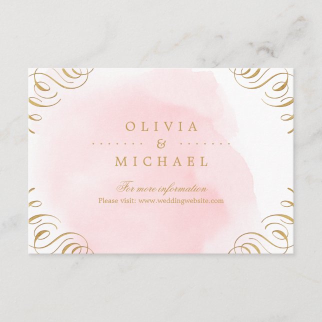 Carte D'accompagnement Carton de mariage à calligraphie élégante en or ro (Devant)