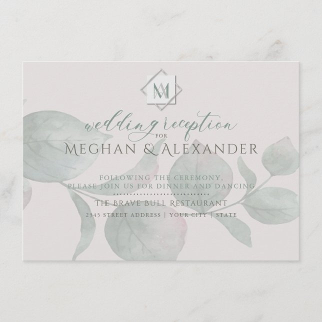 Carte D'accompagnement Carton de mariage au Eucalyptus Silver Sage (Devant)