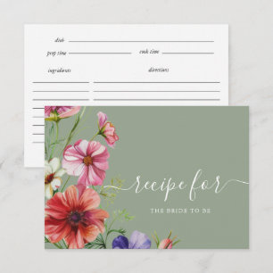 Carte D'accompagnement Carton de recette pour une douche de mariée floral