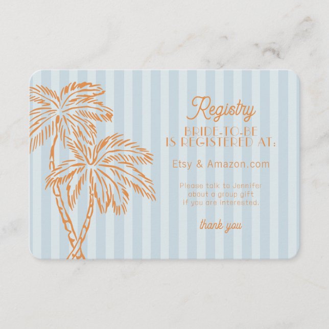 Carte D'accompagnement Carton de registre Blue Palm Springs Pastel Beach (Devant)