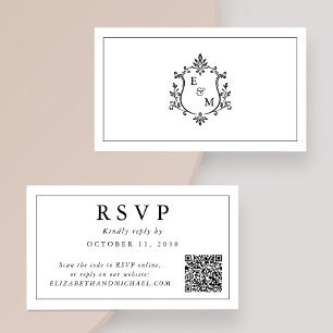 Carte D'accompagnement Carton de réponse de mariage avec code QR et blaso
