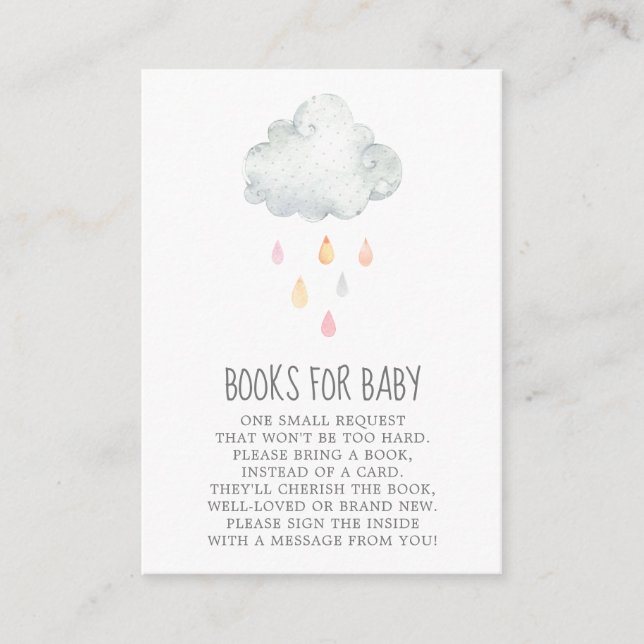 Carte D'accompagnement Carton d'encart pour Bébé Fille de Rain Cloud Book (Devant)