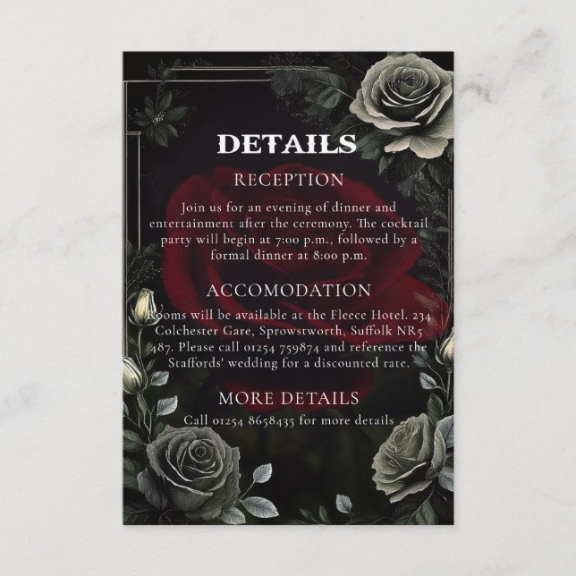 Carte D'accompagnement Carton d'information sur les détails du mariage go (Devant)