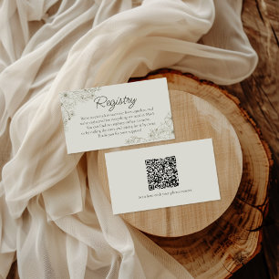 Carte D'accompagnement Carton d'inscription de registre de mariage floral