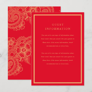 Carte D'accompagnement Carton d'insertion de mariage Mehndi