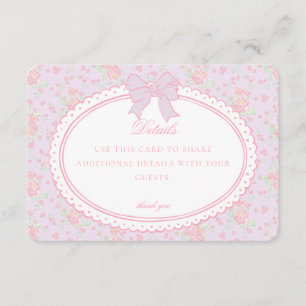 Carte D'accompagnement Carton d'invitation aux détails floraux fantaisie 