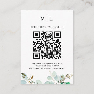 Carte D'accompagnement Carton d'invitation avec code QR Chic Greenery