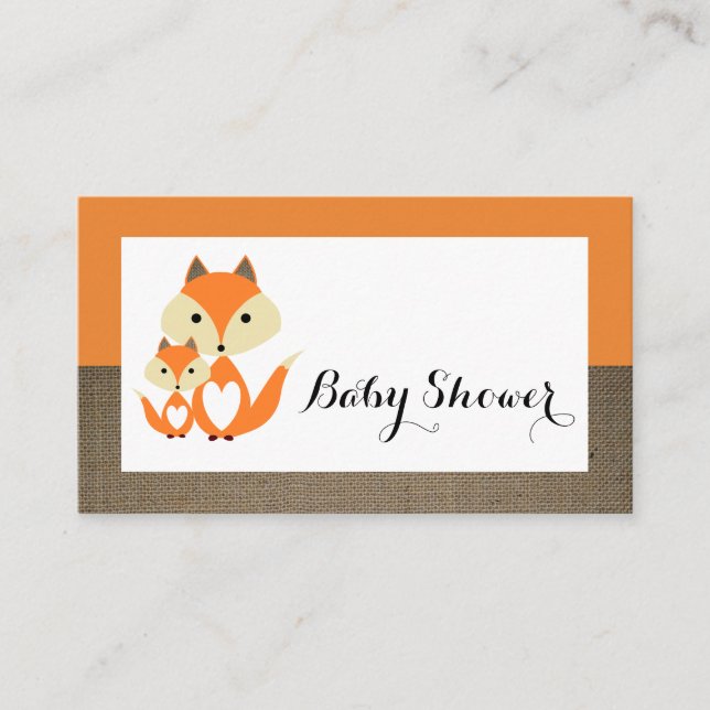 Carte D'accompagnement Carton d'invitation Baby Shower Ticket Orange Fox  (Devant)