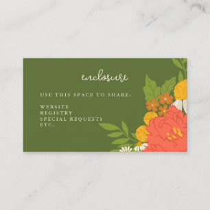 Carte D'accompagnement Carton d'invitation de douche de mariée à bouquet