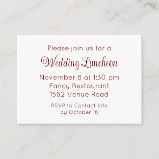 Carte D'accompagnement Carton d'invitation de mariage à l'écriture rouge