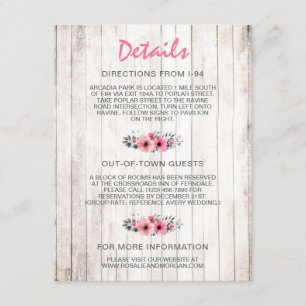 Carte D'accompagnement Carton d'invitation de mariage champêtre avec moti