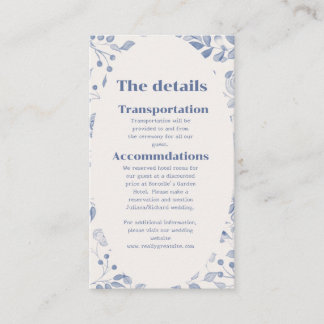 Carte D'accompagnement Carton d'invitation de mariage floral aquarelle bl