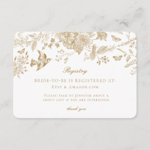 Carte D'accompagnement Carton d'invitation en or à motif Toile de Jouy