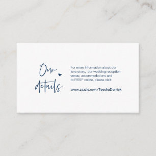 Carte D'accompagnement Casual, Minimal, Bleu marine police, Détails du ma