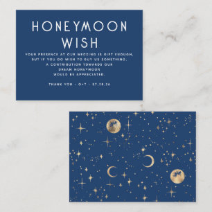 Carte D'accompagnement Céleste Marine Bleu Mariage désir lune de miel