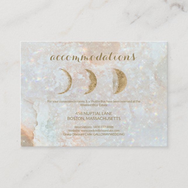 Carte D'accompagnement Celestial Zodiac Moon Blue Gold Détails du Mariage (Devant)