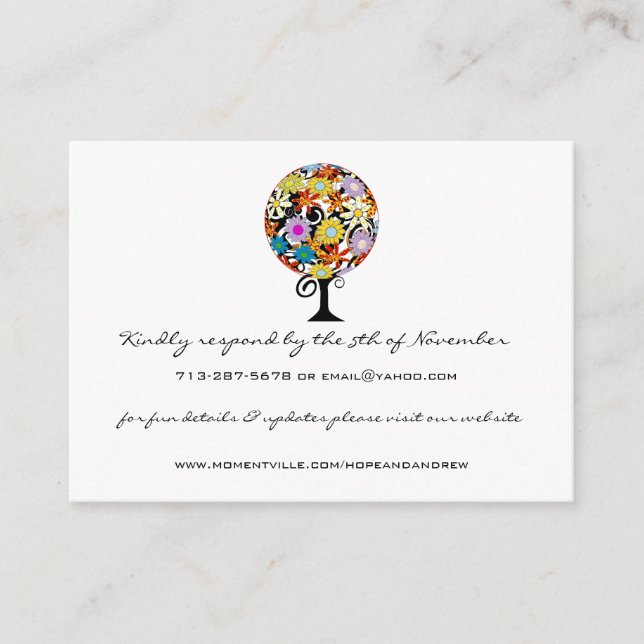 Carte D'accompagnement Cercle de Forêt Magique de l'Amour Mariage d'arbre (Devant)