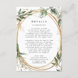 Carte D'accompagnement Cercle d'or blanc Frame Boho Botanical Eucalyptus
