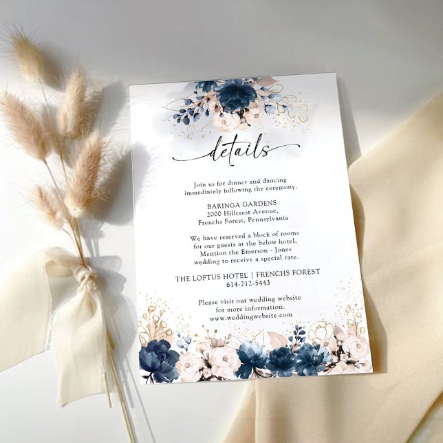 Carte D'accompagnement Cérémonie des Mariages de la marine Blue et Dusty  (Créateur téléchargé)