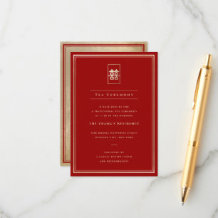 Carte D'accompagnement Cérémonie simple Rectangle Double Joyeux Thé