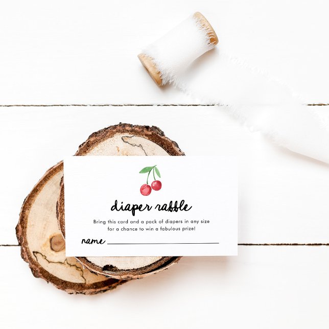 Carte D'accompagnement Cerises rétro Whimsical | Raffle de couches (Créateur téléchargé)