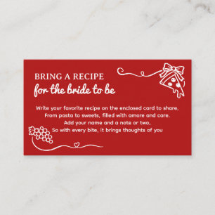 Carte D'accompagnement C'est l'Amour Baby Shower Apportez une Recette