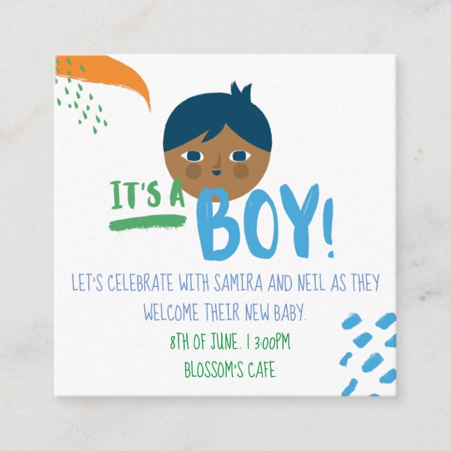 Carte D'accompagnement C'est un garçon baby shower genre révéler (Devant)