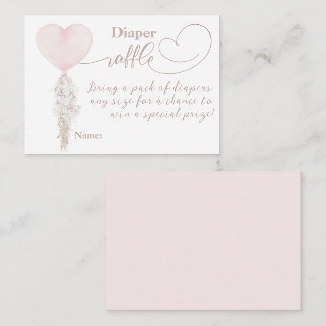 Carte D'accompagnement C'est une couche de Baby shower Fille Pink Heart B (Devant / Derrière)