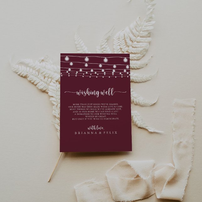 Carte D'accompagnement Chaîne éclaire Bourgogne Mariage Wishing well (Créateur téléchargé)