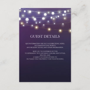 Carte D'accompagnement Chaîne Lumière Soirée Information du Mariage invit