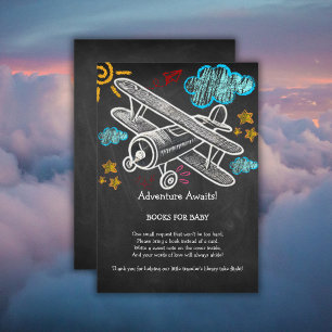 Carte D'accompagnement Chalkboard Adventure Attend le Baby shower d'avion