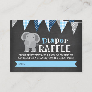 Carte D'accompagnement Chalkboard Elephant Boy Diaper Raffle Ticket