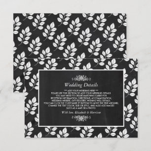 Carte D'accompagnement Chalkboard Floral Leaf Mariage Détail