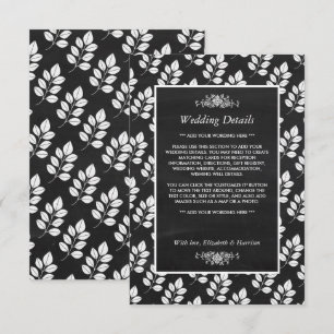 Carte D'accompagnement Chalkboard Floral Leaf Mariage Détail