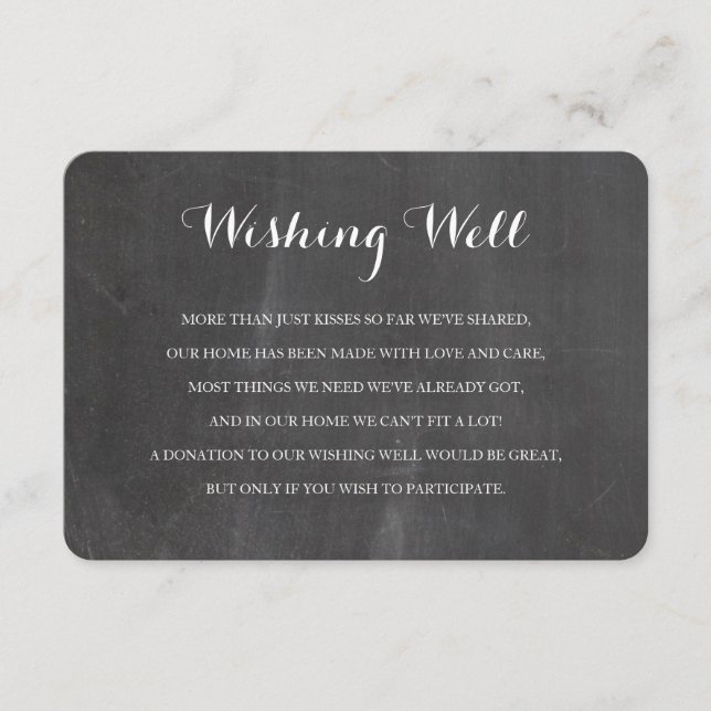 Carte D'accompagnement Chalkboard rustique Wishing bien mariage insérer c (Devant)