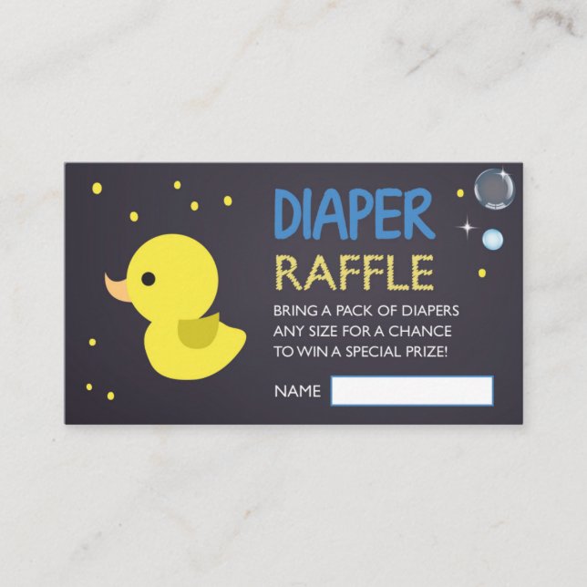 Carte D'accompagnement Chalkboard YellowRubber Ducky Diaper Raffle Ticket (Devant)