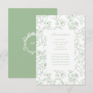 Carte D'accompagnement Chambre de Mariage Toile de Chine Vert Sauge