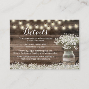 Carte D'accompagnement Chambres d'hôtel Rustic Baby's Breath Floral