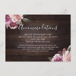 Carte D'accompagnement Chambres en bois rustique mauve fleuri