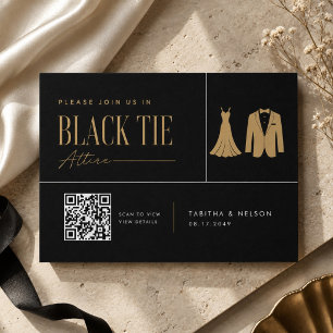 Carte D'accompagnement Champagne Or Mariage Noir QR