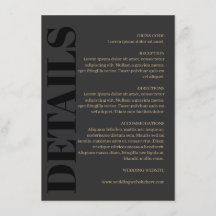 Charcoal Black Typographie Détails du Mariage