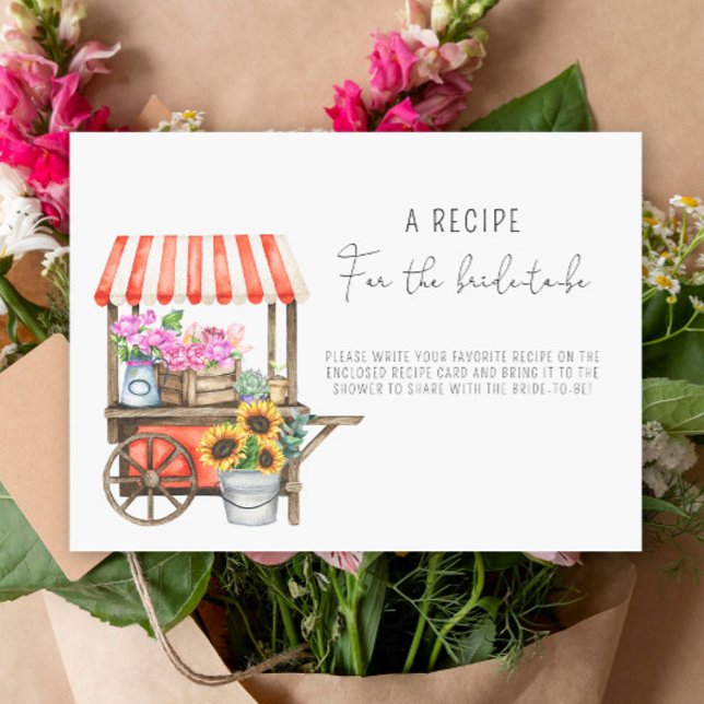 Carte D'accompagnement Chariot de fleurs - Recette pour la future mariée (Créateur téléchargé)