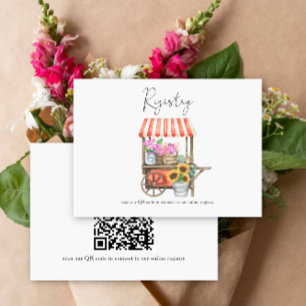 Carte D'accompagnement chariot de fleurs shower de mariage code QR pour l
