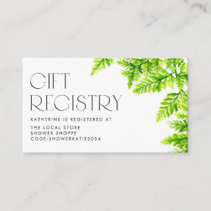 Carte D'accompagnement Chartreuse Green Fern Registre des Baby showers Fe