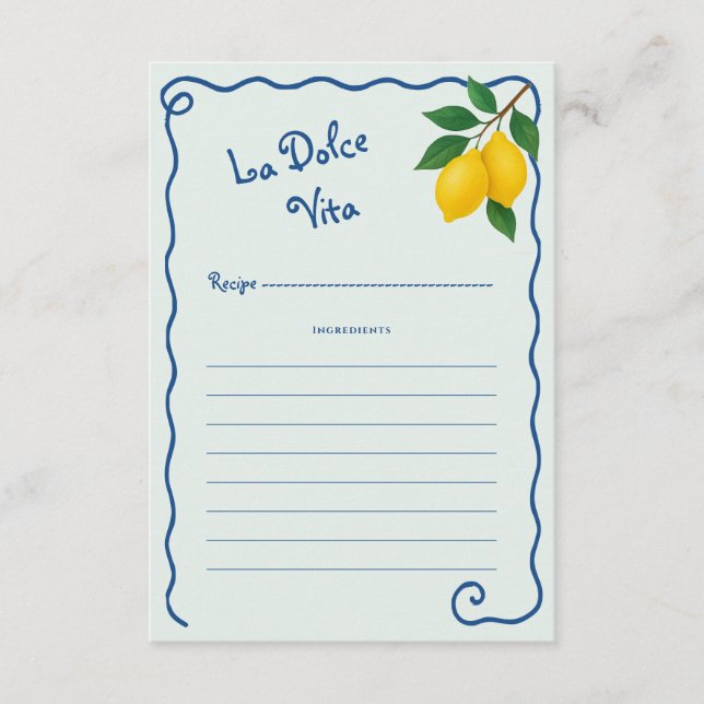Carte D'accompagnement Châssis citron bleu Whimy La Dolce Vita Fête des m (Devant)