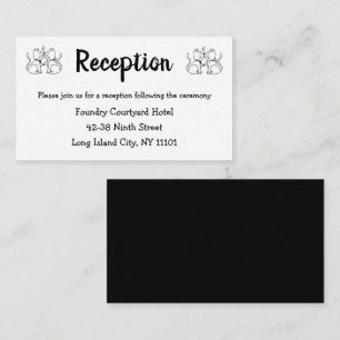 Carte D'accompagnement Chat Kitty Moderne Réception de Mariage Noir Blanc