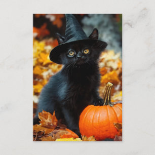 Carte D'accompagnement Chat noir d'Halloween et Citrouille