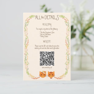 Carte D'accompagnement Chats de Forêt Whimsical (Crème) Mariage rustique